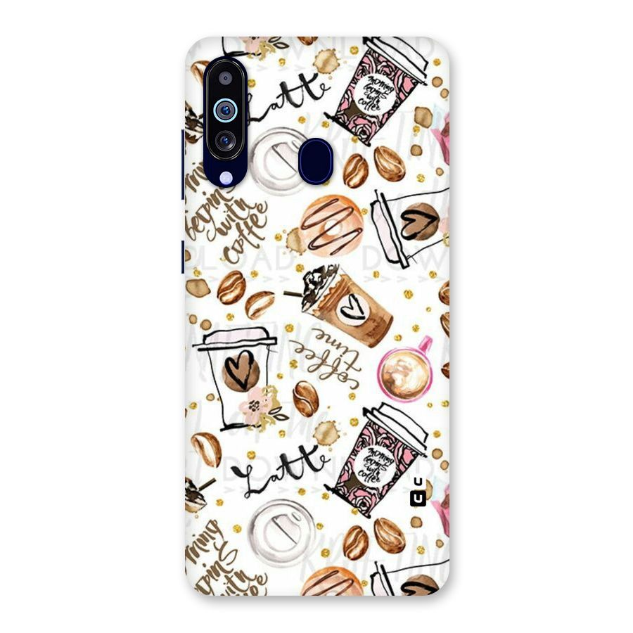 Cute Coffee Pattern Back Case for Galaxy A60
