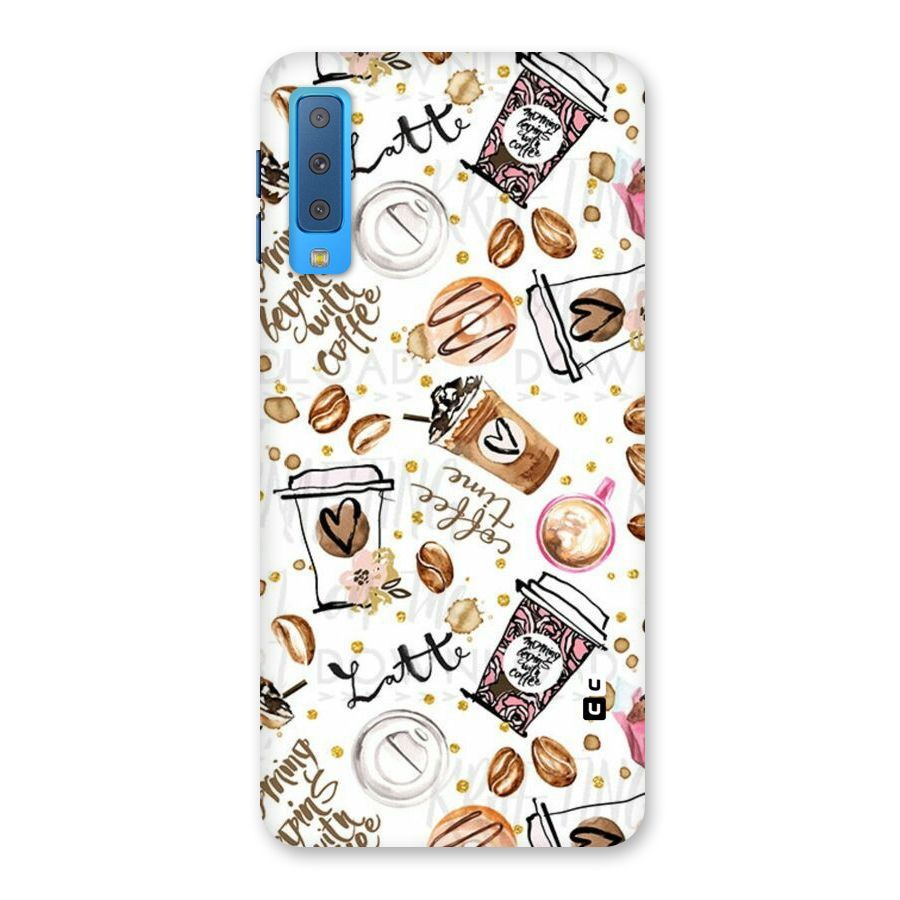 Cute Coffee Pattern Back Case for Galaxy A7 (2018)