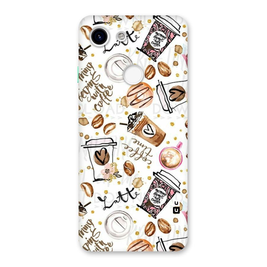Cute Coffee Pattern Back Case for Google Pixel 3