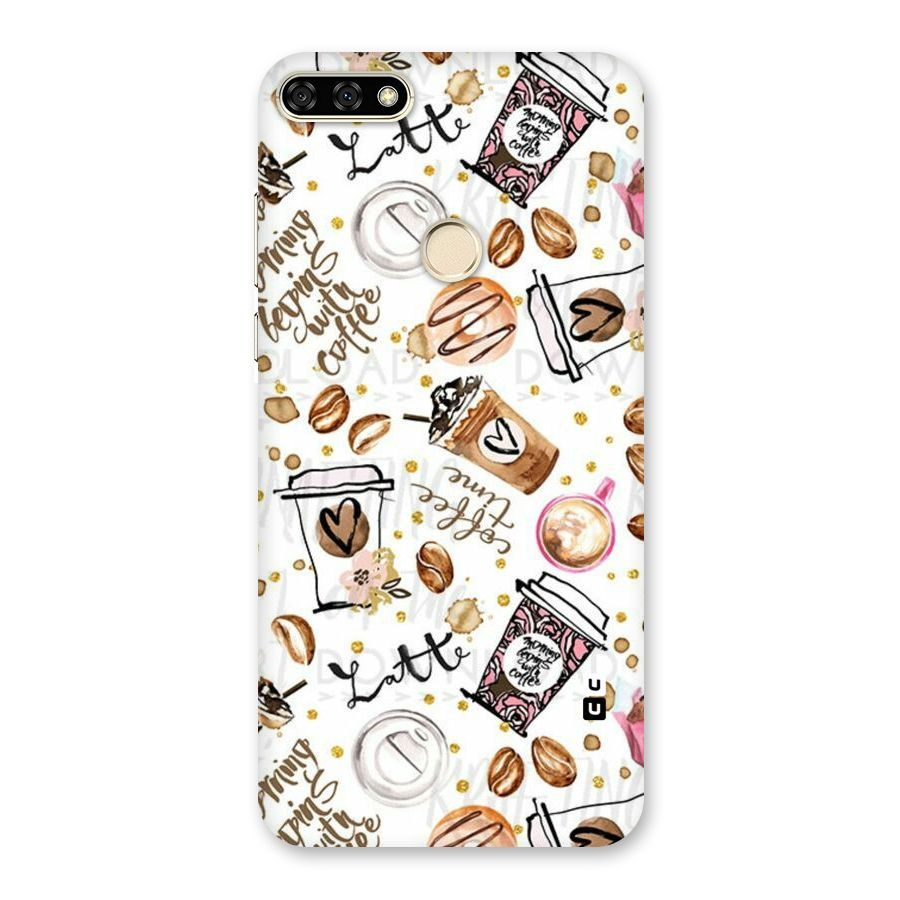 Cute Coffee Pattern Back Case for Honor 7A
