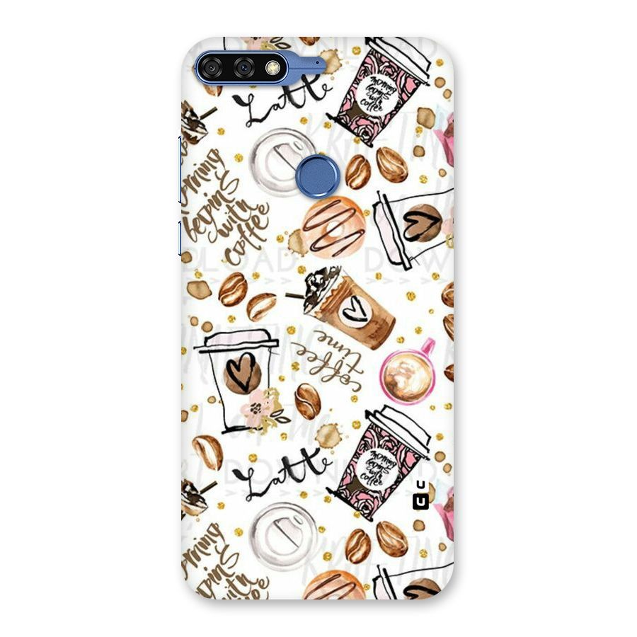 Cute Coffee Pattern Back Case for Honor 7C