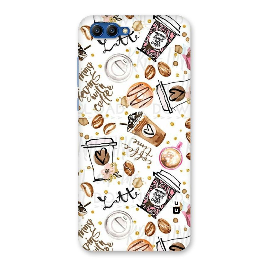 Cute Coffee Pattern Back Case for Honor View 10