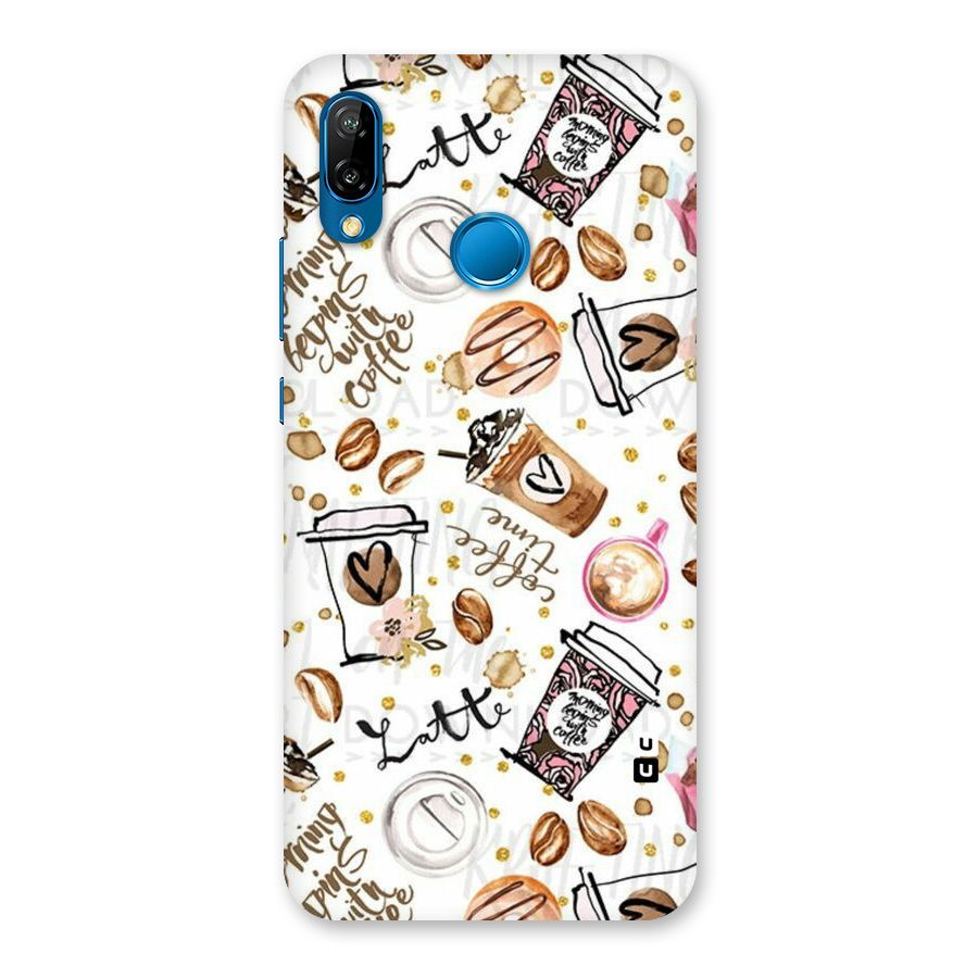 Cute Coffee Pattern Back Case for Huawei P20 Lite