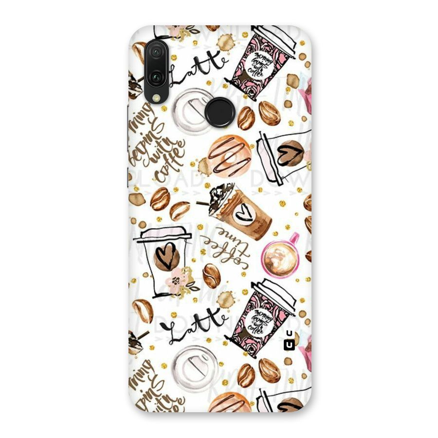 Cute Coffee Pattern Back Case for Huawei Y9 (2019)