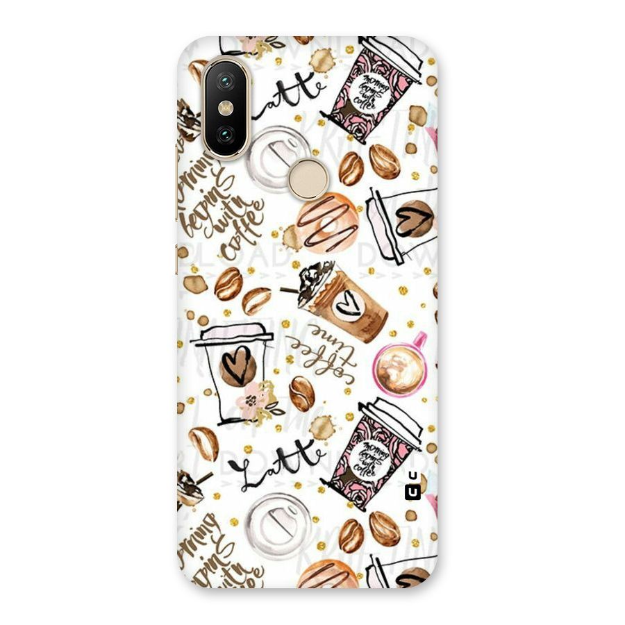 Cute Coffee Pattern Back Case for Mi A2