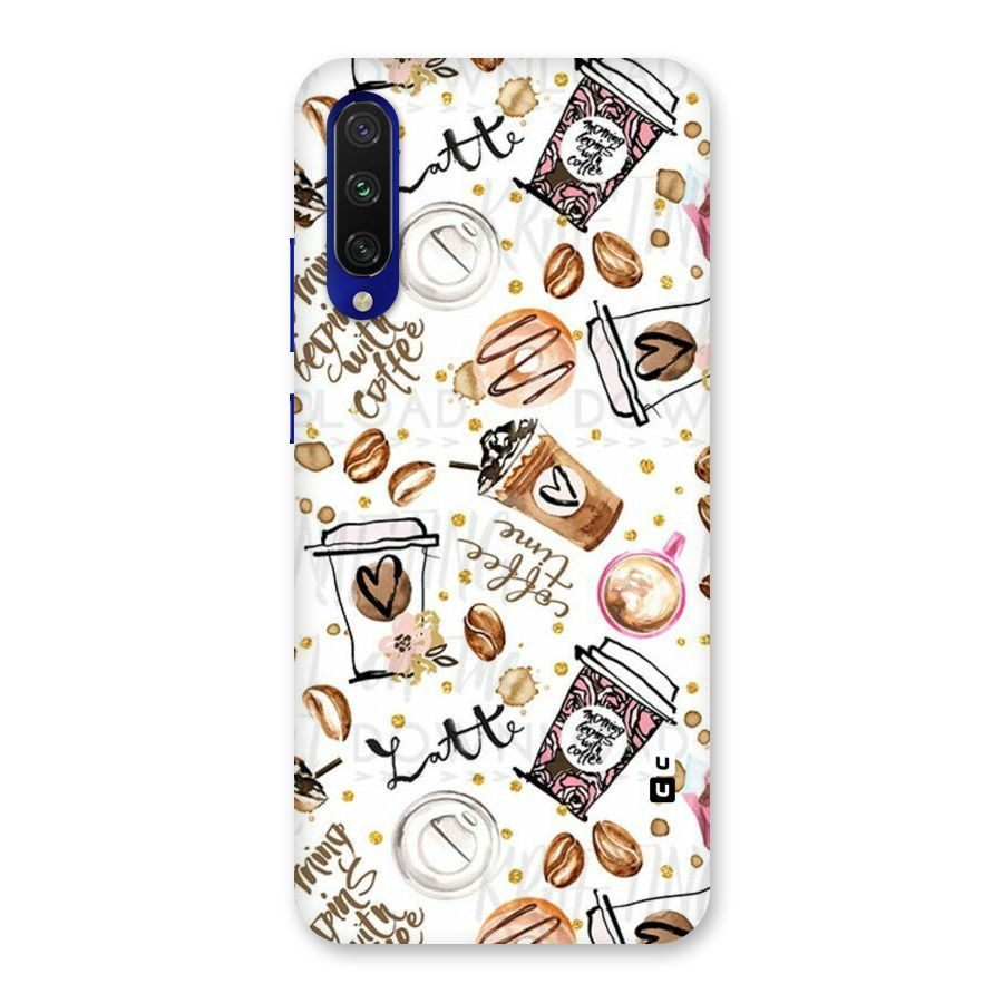 Cute Coffee Pattern Back Case for Mi A3