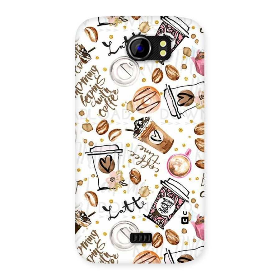 Cute Coffee Pattern Back Case for Micromax Canvas 2 A110
