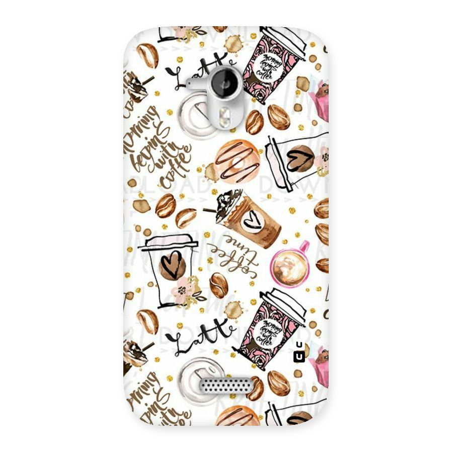 Cute Coffee Pattern Back Case for Micromax Canvas HD A116