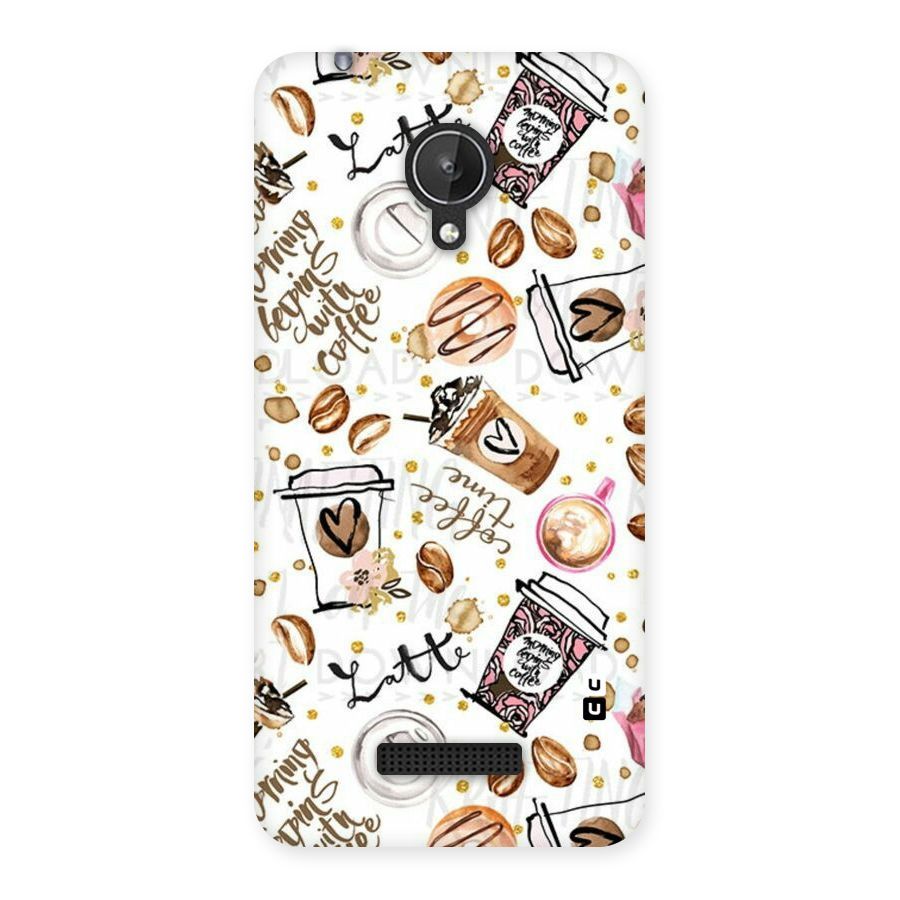 Cute Coffee Pattern Back Case for Micromax Canvas Spark Q380