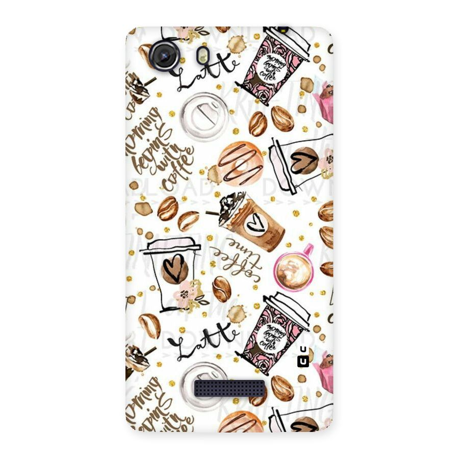 Cute Coffee Pattern Back Case for Micromax Unite 3