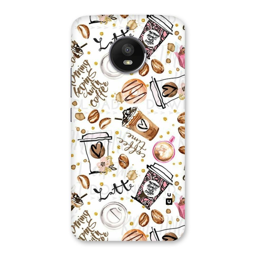 Cute Coffee Pattern Back Case for Moto E4 Plus