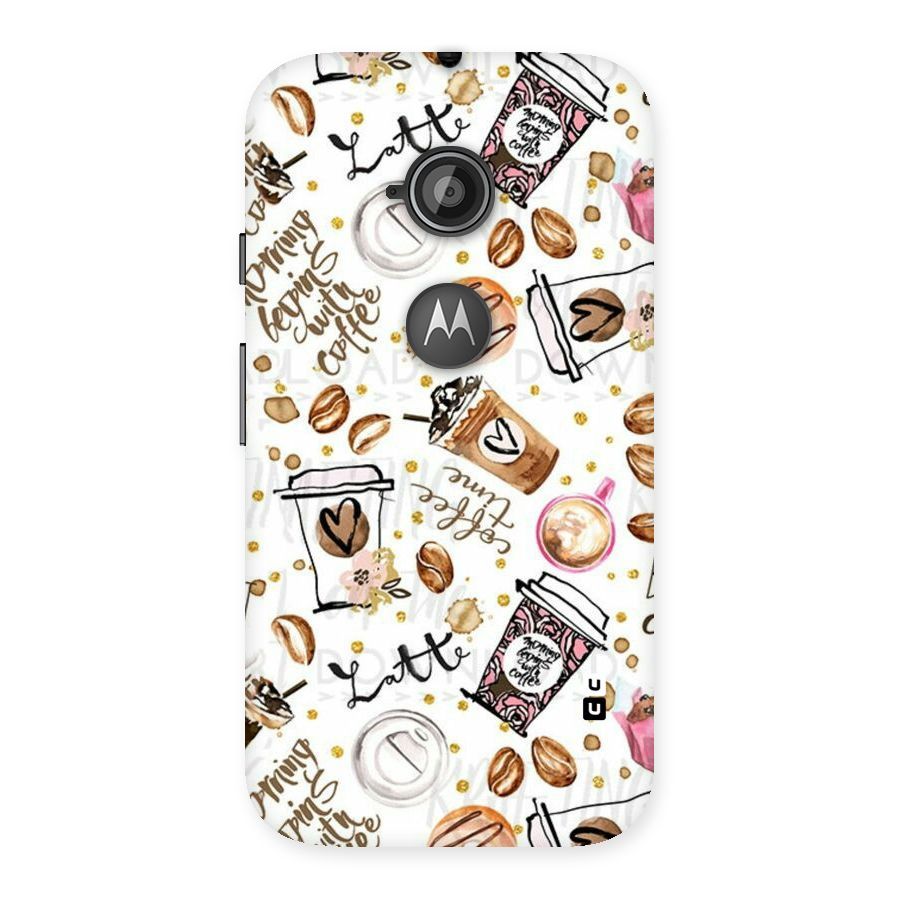 Cute Coffee Pattern Back Case for Moto E 2nd Gen