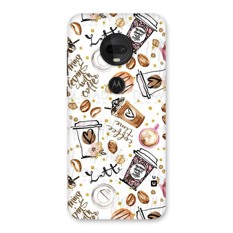 Cute Coffee Pattern Back Case for Moto G7