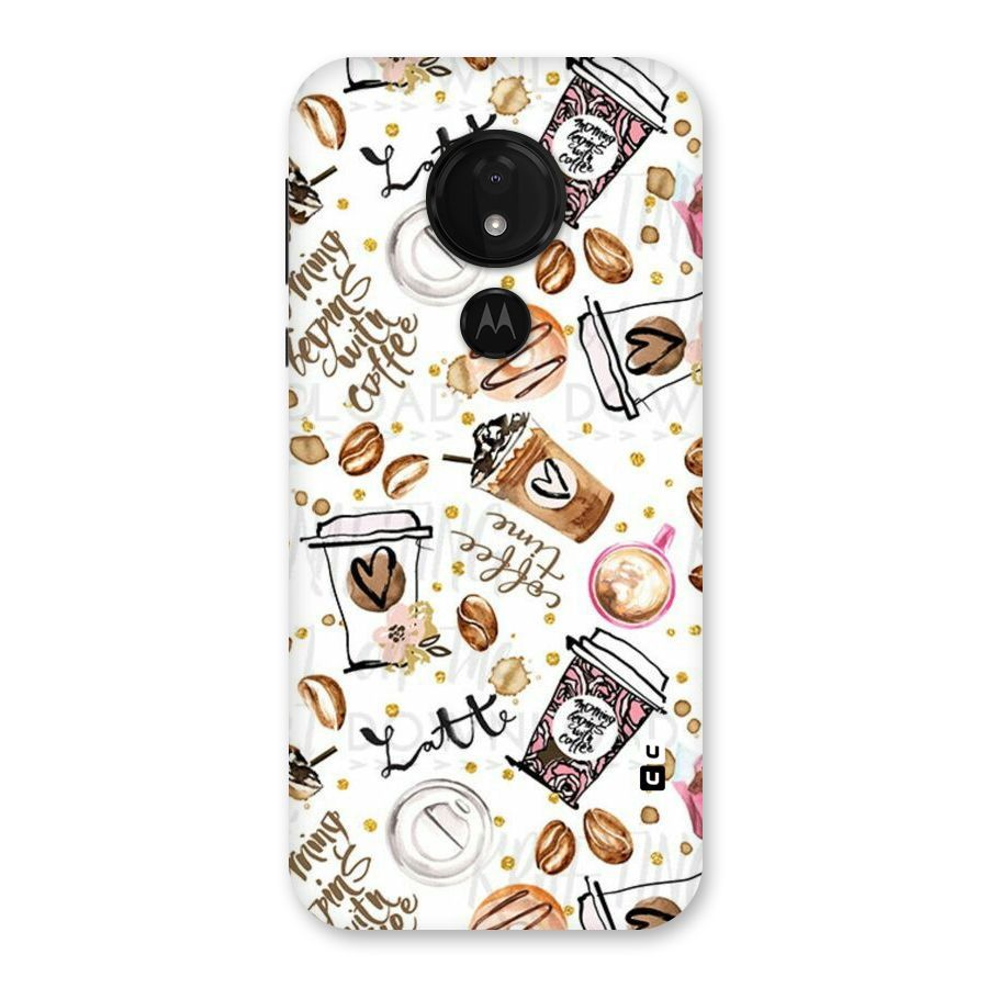 Cute Coffee Pattern Back Case for Moto G7 Power