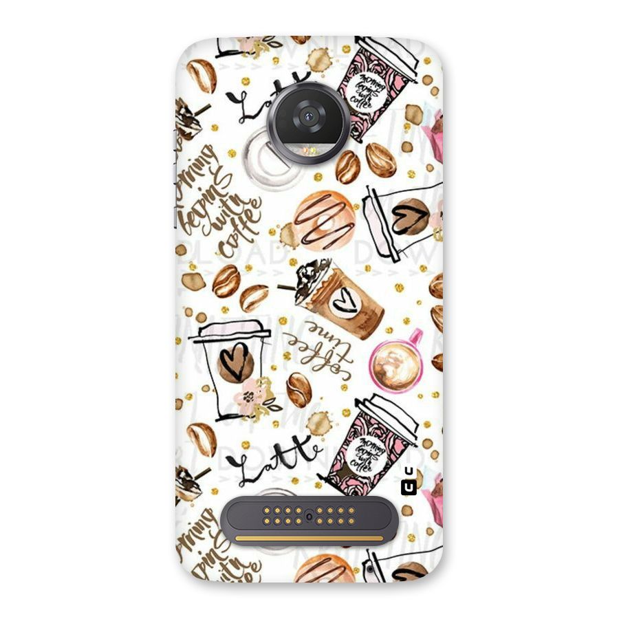 Cute Coffee Pattern Back Case for Moto Z2 Play