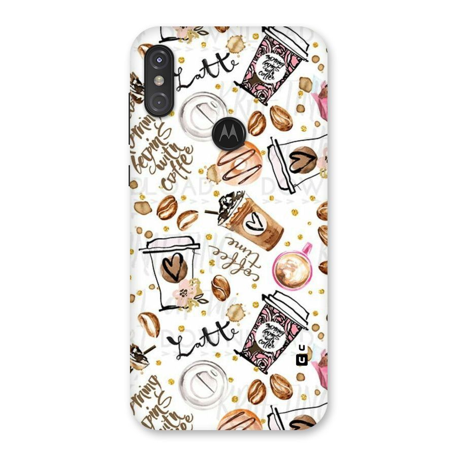 Cute Coffee Pattern Back Case for Motorola One Power