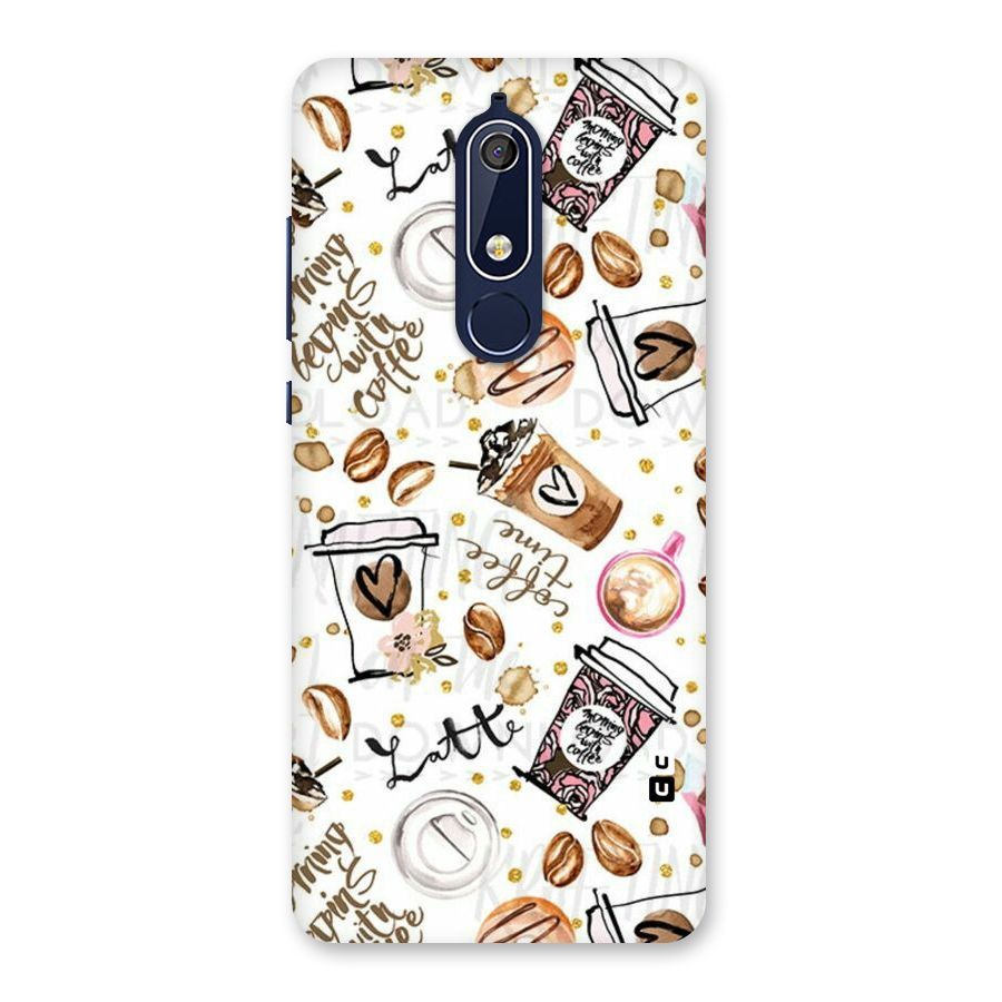 Cute Coffee Pattern Back Case for Nokia 5.1