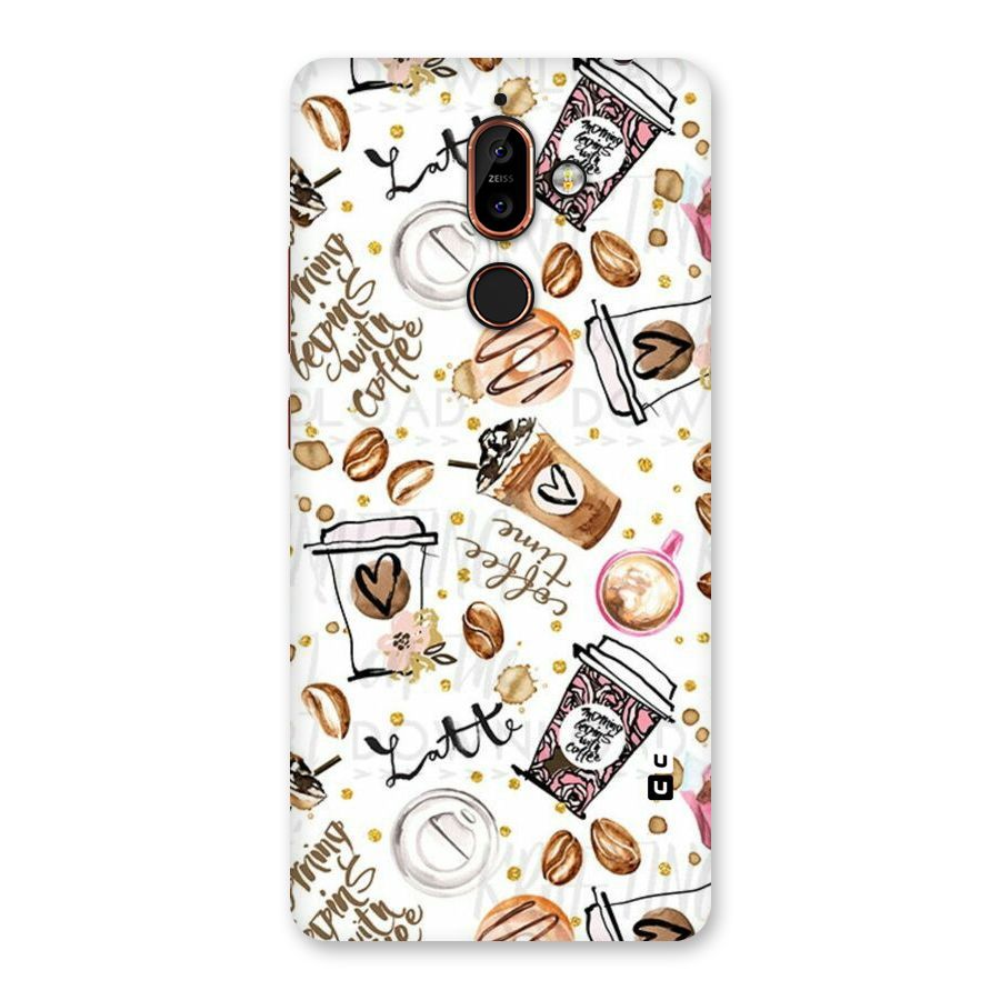 Cute Coffee Pattern Back Case for Nokia 7 Plus