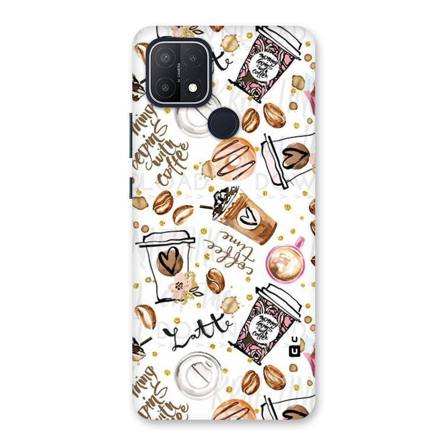 Cute Coffee Pattern Back Case for Oppo A15