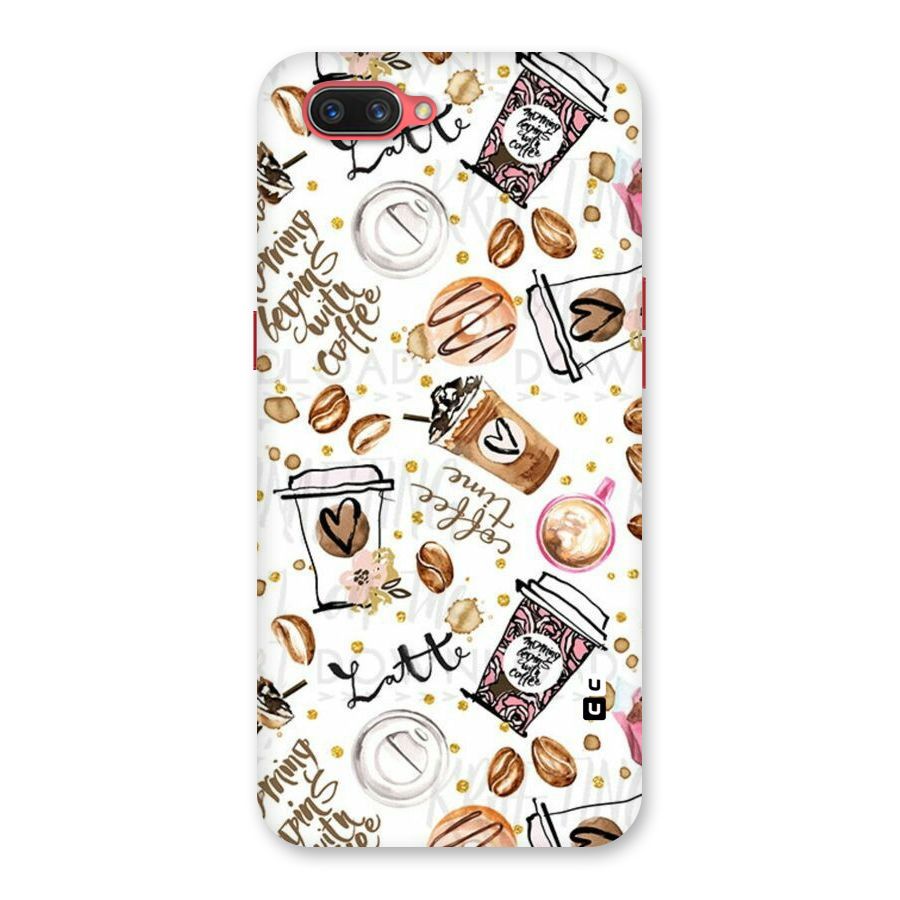 Cute Coffee Pattern Back Case for Oppo A3s