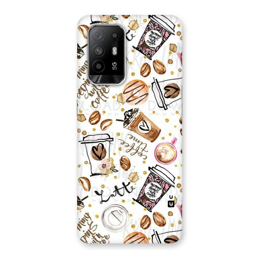 Cute Coffee Pattern Back Case for Oppo F19 Pro Plus 5G