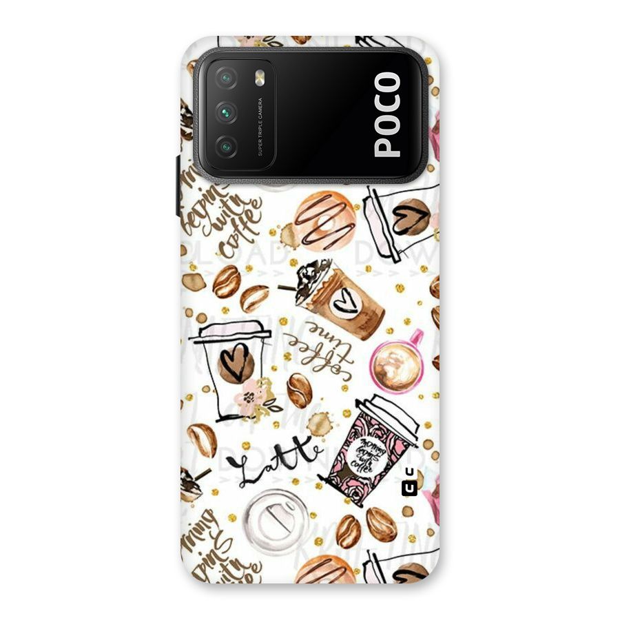 Cute Coffee Pattern Back Case for Poco M3