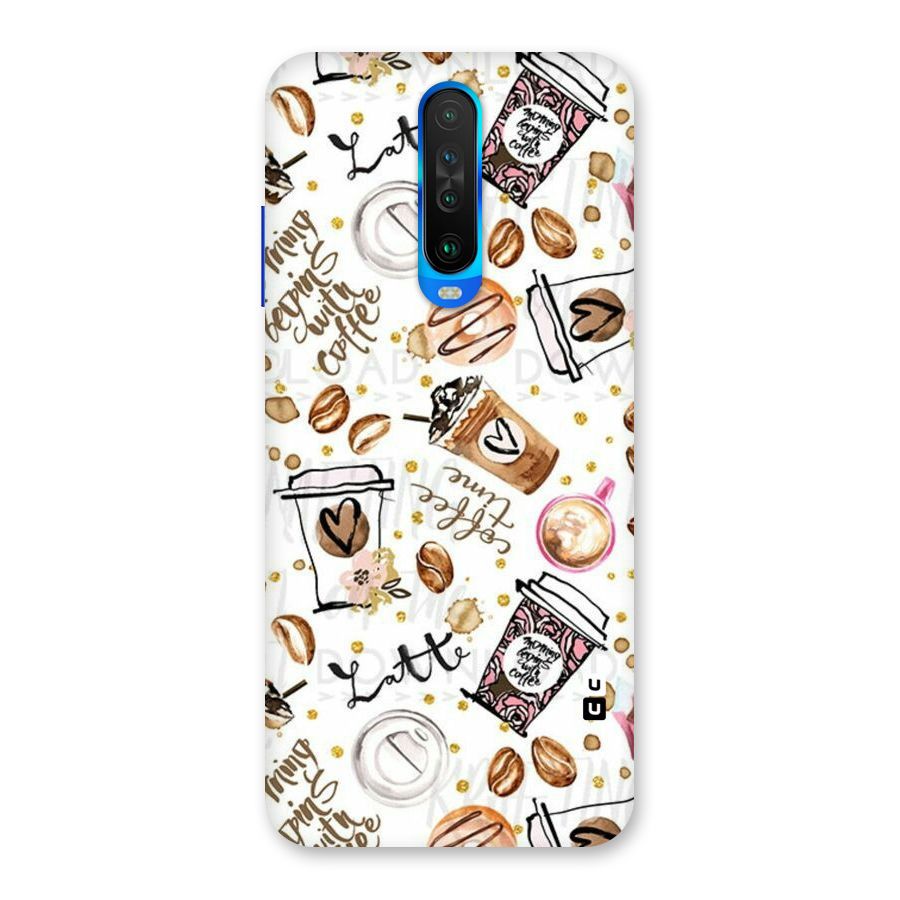 Cute Coffee Pattern Back Case for Poco X2