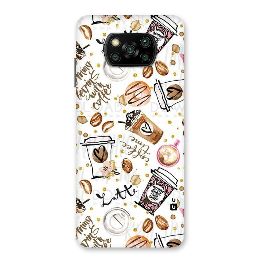 Cute Coffee Pattern Back Case for Poco X3
