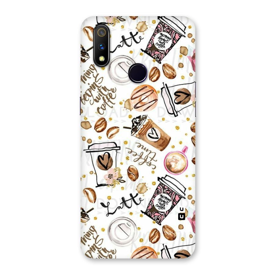 Cute Coffee Pattern Back Case for Realme 3 Pro
