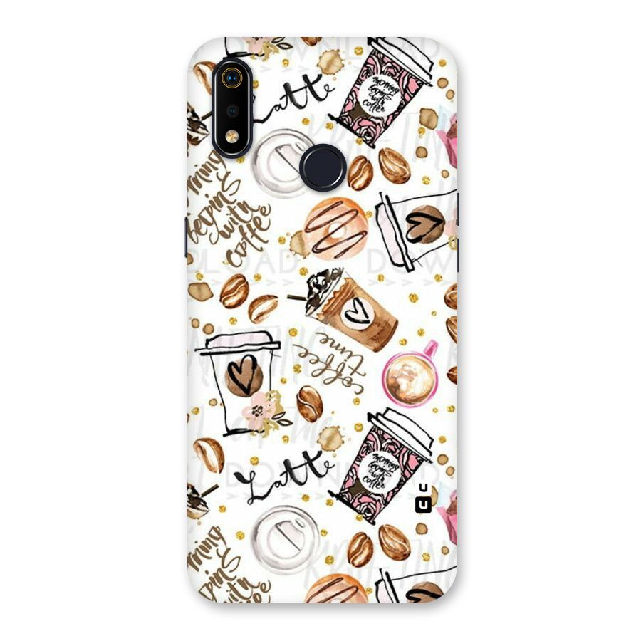 Cute Coffee Pattern Back Case for Realme 3i