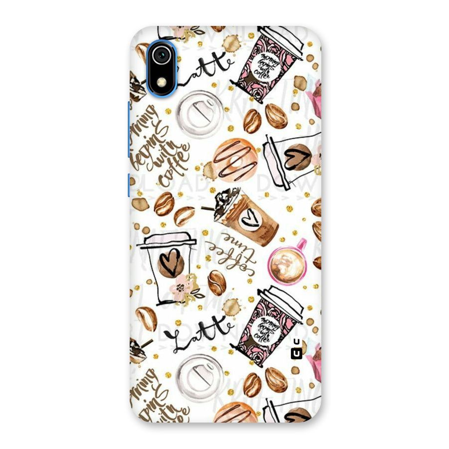 Cute Coffee Pattern Back Case for Redmi 7A
