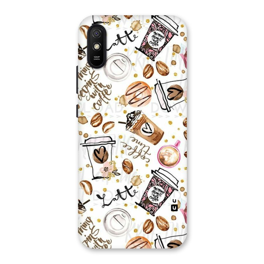 Cute Coffee Pattern Back Case for Redmi 9A