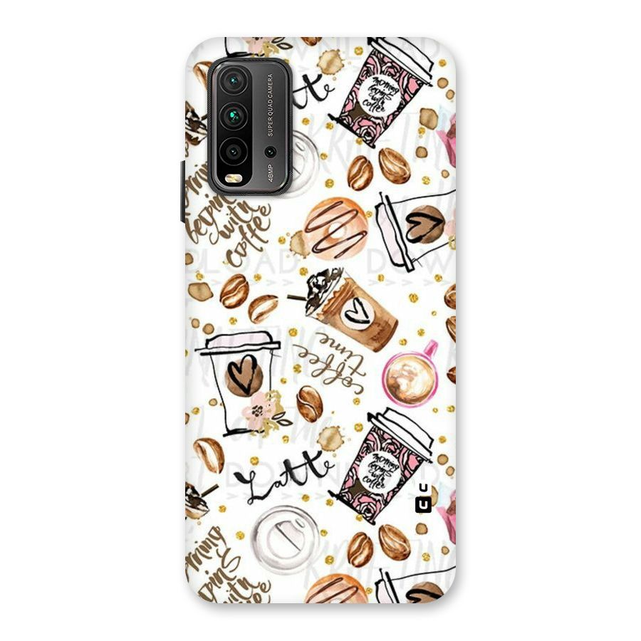 Cute Coffee Pattern Back Case for Redmi 9 Power