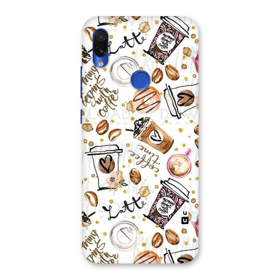 Cute Coffee Pattern Back Case for Redmi Note 7S