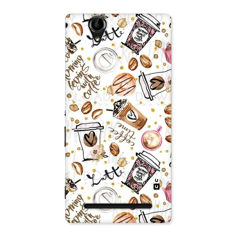 Cute Coffee Pattern Back Case for Sony Xperia T2