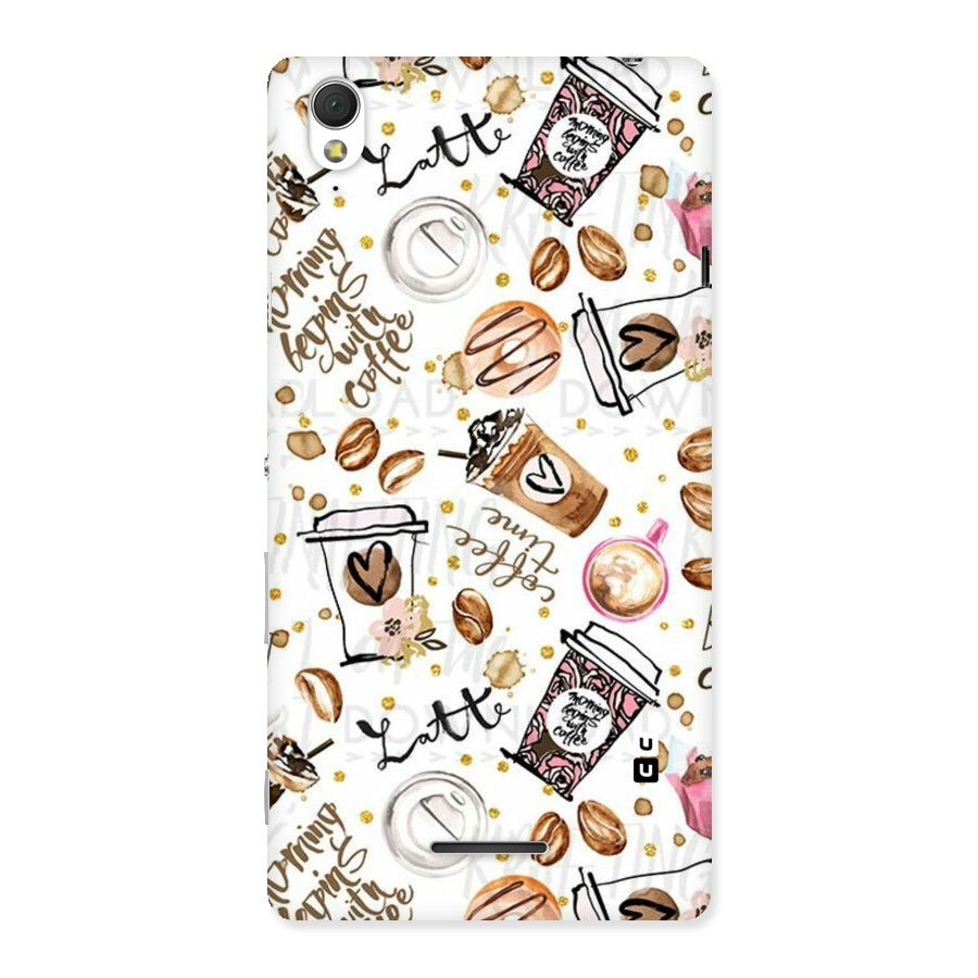 Cute Coffee Pattern Back Case for Sony Xperia T3