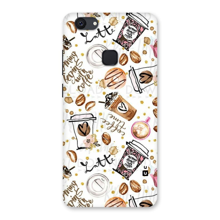 Cute Coffee Pattern Back Case for Vivo V7 Plus