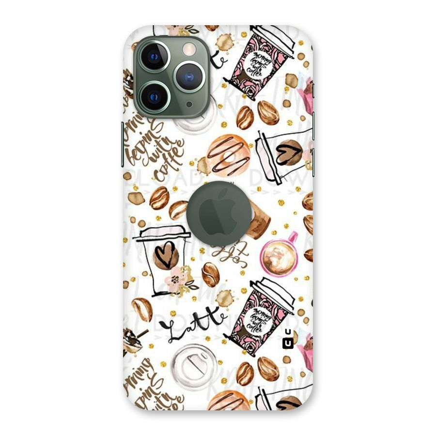 Cute Coffee Pattern Back Case for iPhone 11 Pro Logo  Cut