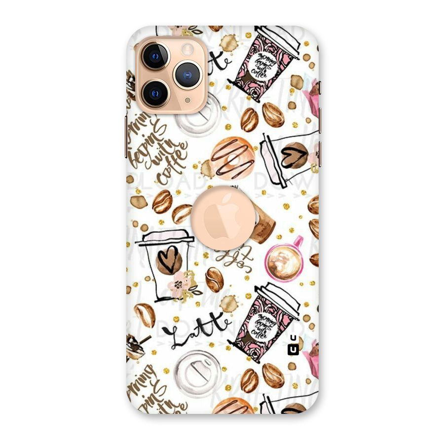 Cute Coffee Pattern Back Case for iPhone 11 Pro Max Logo Cut