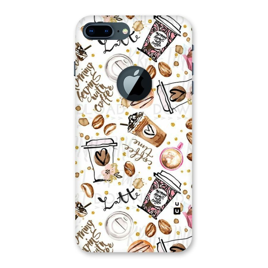 Cute Coffee Pattern Back Case for iPhone 7 Plus Logo Cut