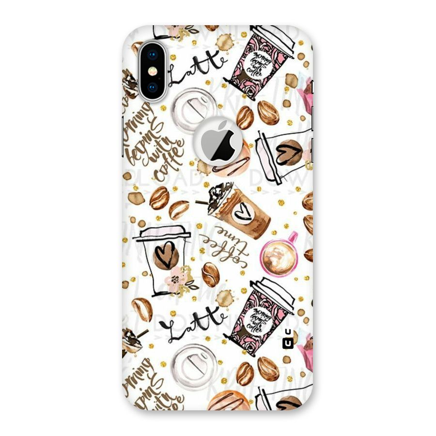 Cute Coffee Pattern Back Case for iPhone XS Logo Cut