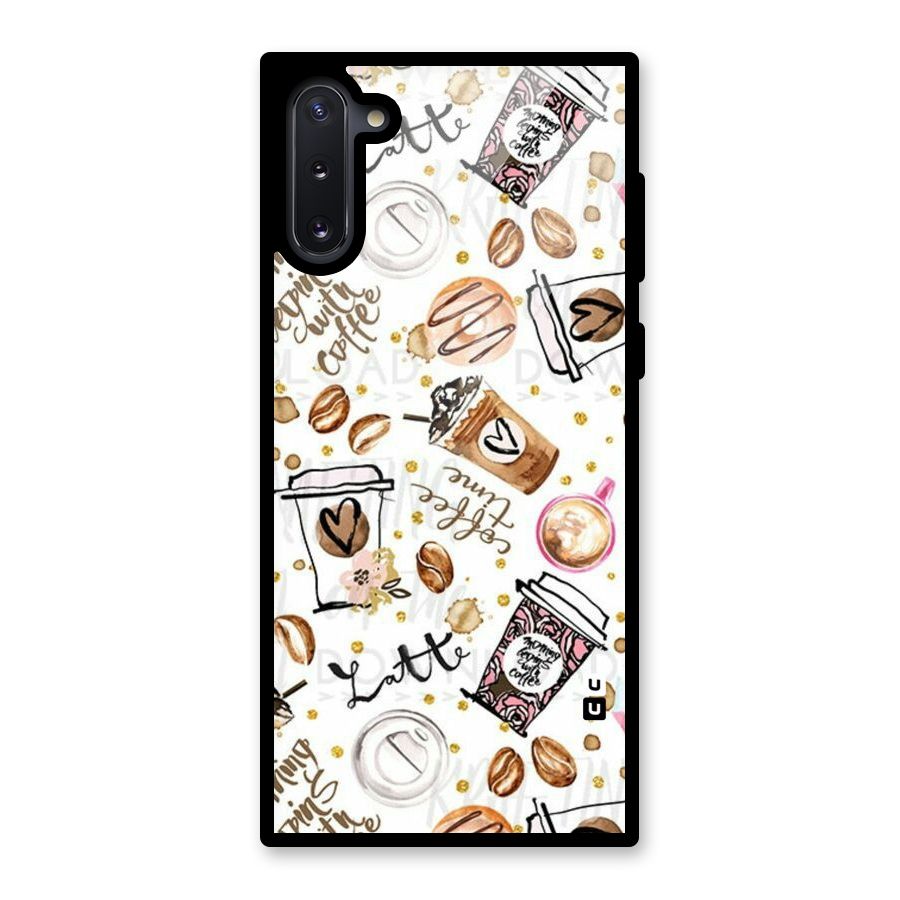 Cute Coffee Pattern Glass Back Case for Galaxy Note 10