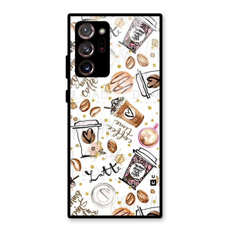Cute Coffee Pattern Glass Back Case for Galaxy Note 20 Ultra
