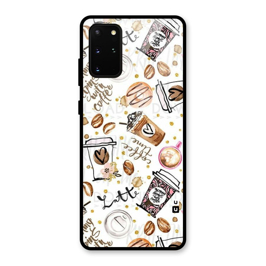 Cute Coffee Pattern Glass Back Case for Galaxy S20 Plus
