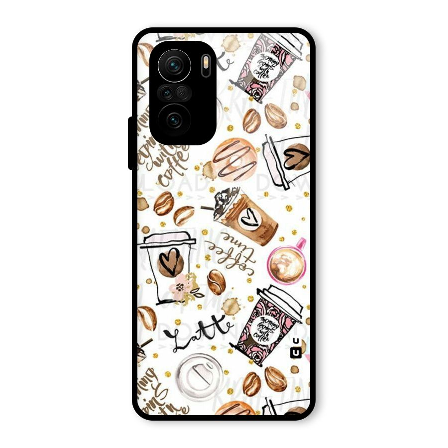 Cute Coffee Pattern Glass Back Case for Mi 11x