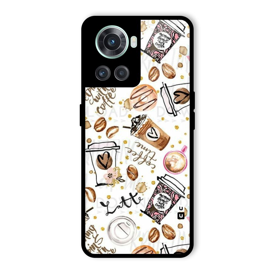 Cute Coffee Pattern Glass Back Case for OnePlus 10R