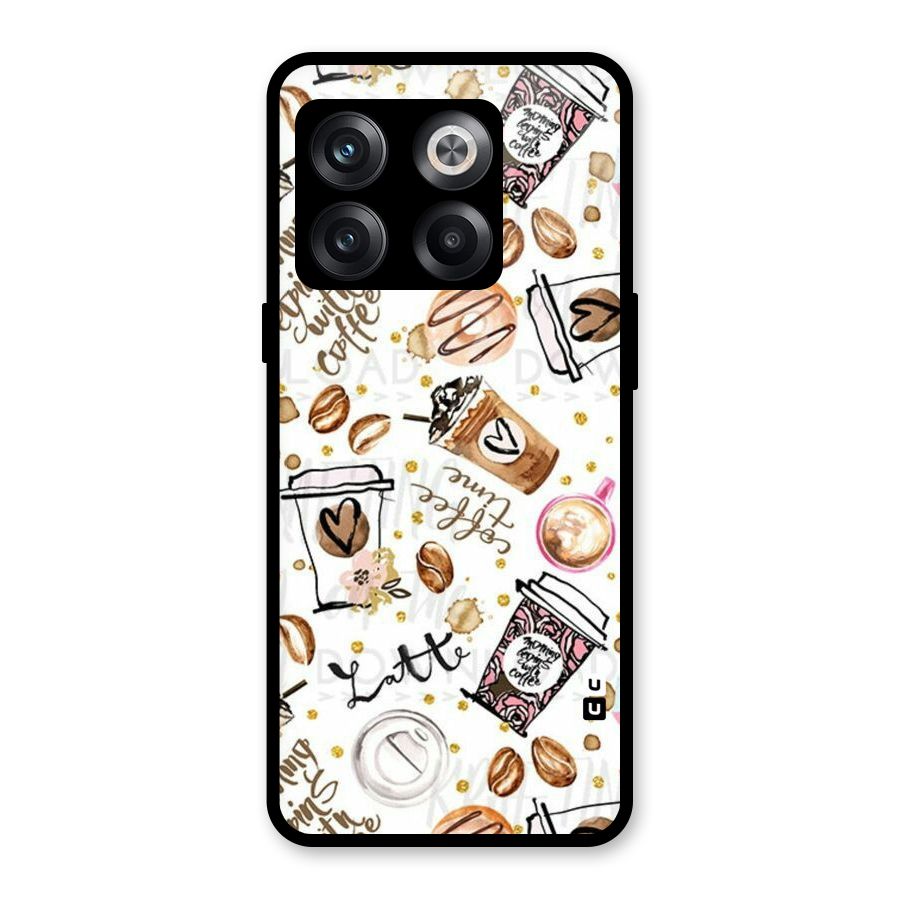 Cute Coffee Pattern Glass Back Case for OnePlus 10T
