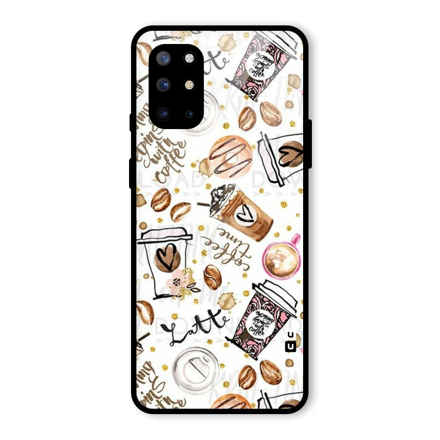 Cute Coffee Pattern Glass Back Case for OnePlus 8T