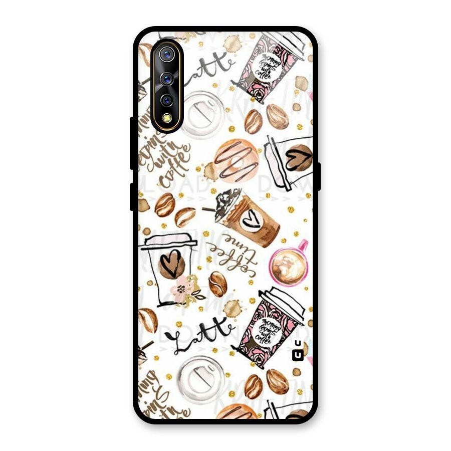 Cute Coffee Pattern Glass Back Case for Vivo S1
