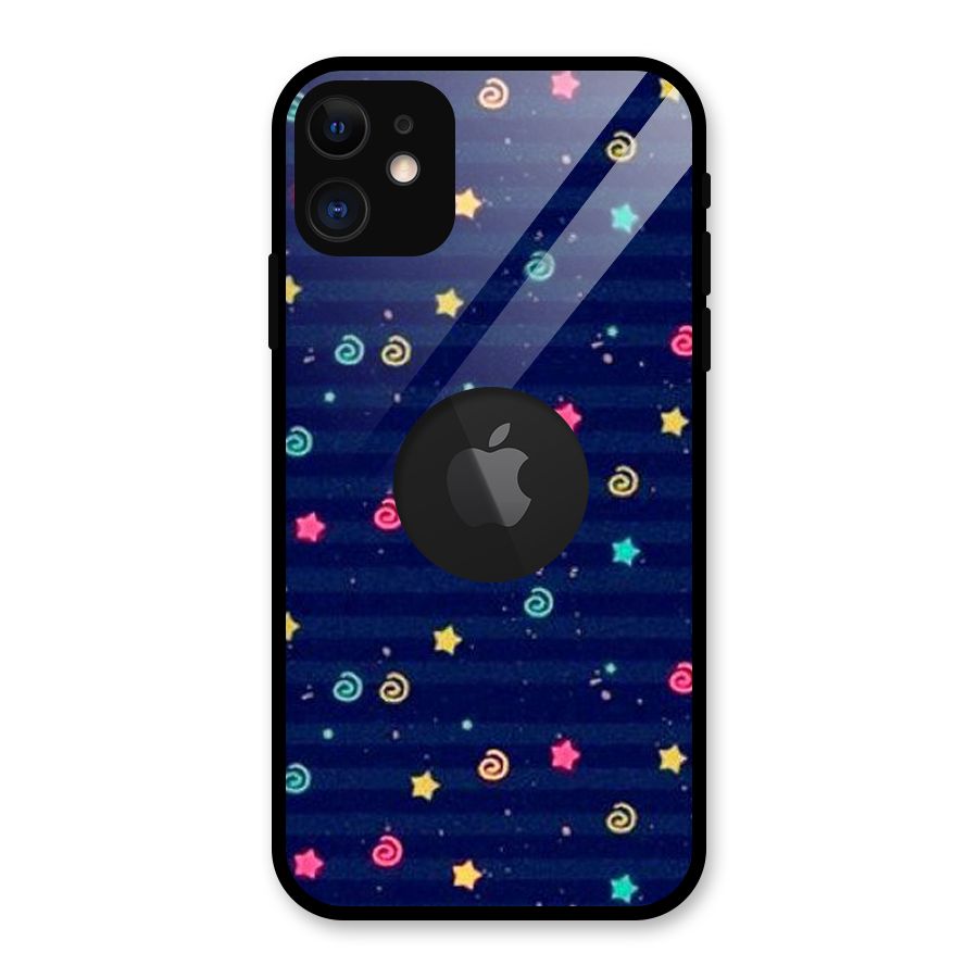 Cute Design Glass Back Case for iPhone 11 Logo Cut